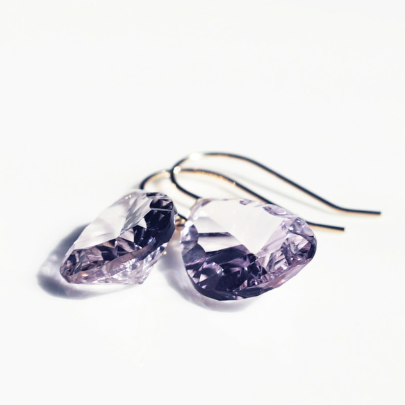 14KGF凹形切割★粉紅紫水晶耳環~Hermine 第9張的照片