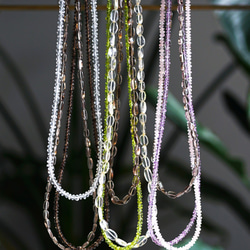 14KGF 45～90cm Necklace with Amethyst and quartz 第10張的照片