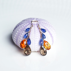 14KGF Pierced earring with Kyanite/SmokeyQuartz/Citrine 第10張的照片