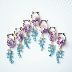 Titanium Pierced earring with Amethyst/RoseQuartz/Apatite 第2張的照片