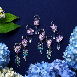 Titanium Pierced earring with Amethyst/RoseQuartz/Apatite 第6張的照片