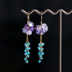 Titanium Pierced earring with Amethyst/RoseQuartz/Apatite 第8張的照片