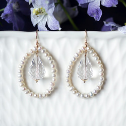 ☆珍珠和水晶鉤針編織花邊〜貝諾石 第1張的照片