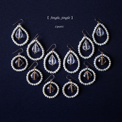 ☆真珠と水晶によるクロッシェ・レースピアス　～Benoite 5枚目の画像