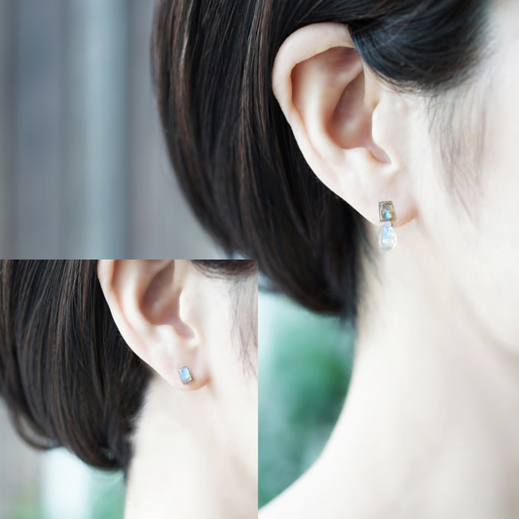 Titanium Pierced earring with Labradorite 第3張的照片