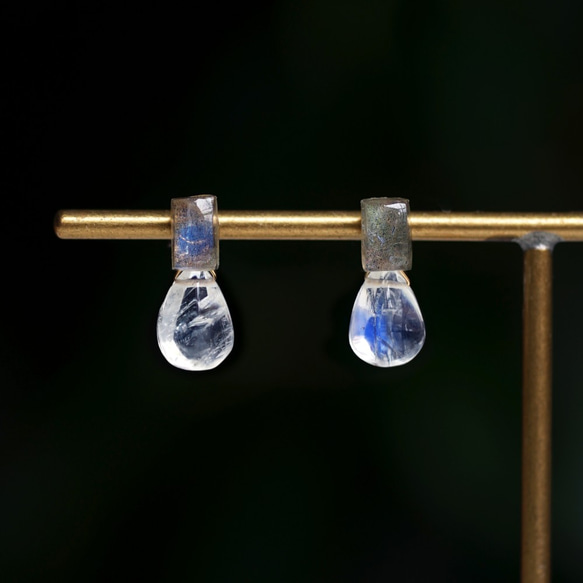 Titanium Pierced earring with Labradorite 第8張的照片