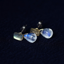 Titanium Pierced earring with Labradorite 第10張的照片