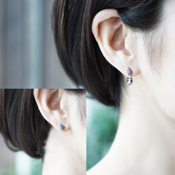 14KGF Pierced earring with Labradorite & White topaz 第3張的照片