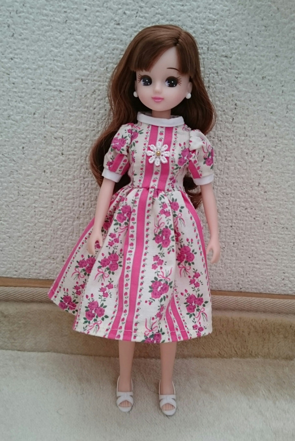 a342 リカちゃん ハンドメイド ワンピ リカちゃんサイズのドールのハンドメイドワンピース ラベンダー その他