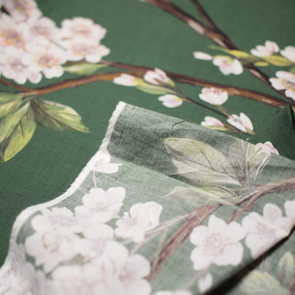 イタリア製　桜によく似たアーモンドの花　グリーン　50cm 2枚目の画像