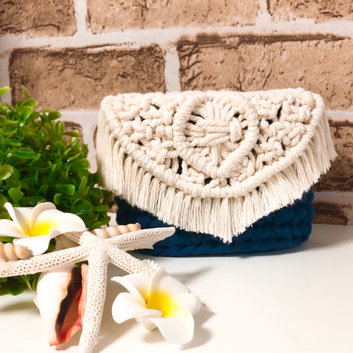 3wayタイプ♪ ズパゲッティ×マクラメ ショルダーバッグ マルチポーチ  