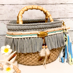 マクラメ✖️ダブルフリンジ♪ ロシアヤーン ズパゲッティ トート