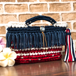 マクラメ✖️ダブルフリンジ♪ ロシアヤーン ズパゲッティ トート