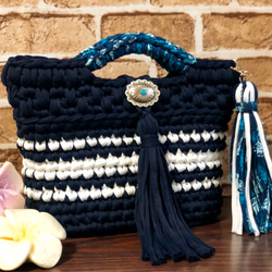 大容量♪ マクラメ✖️ロシアヤーン　ズパゲッティ　トートバッグ マクラメ✖️ダブルフリンジ♪ ロシアヤーン ズパゲッティ トート