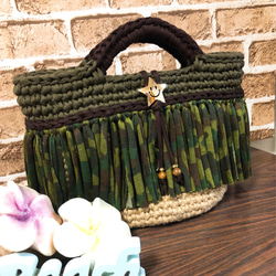 マクラメ✖️ダブルフリンジ♪ ロシアヤーン ズパゲッティ トート