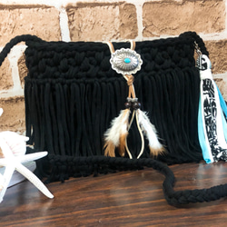 マクラメ✖️ダブルフリンジ♪ ロシアヤーン ズパゲッティ トート