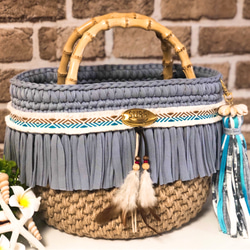 マクラメ✖️ダブルフリンジ♪ ロシアヤーン ズパゲッティ トート