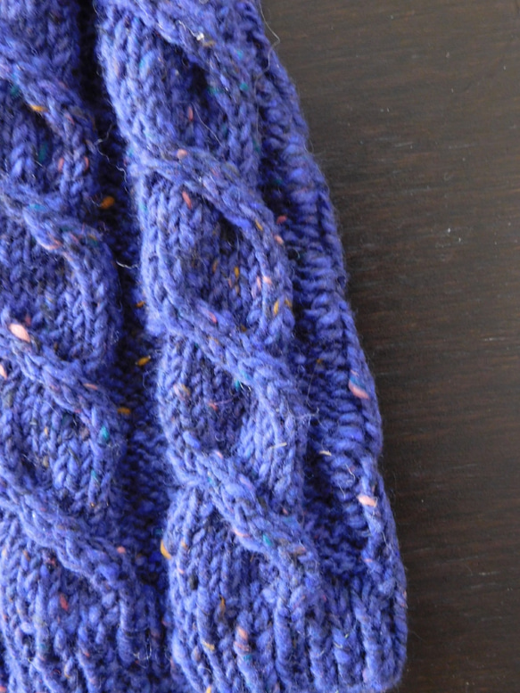 升級的電纜針織紫色針織帽☆免費送貨 第2張的照片