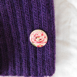 成年女性的紫色羊駝混合針織帽☆從法國免費送貨 第2張的照片
