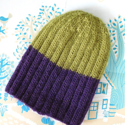 法國免費送貨☆雙色羊駝毛混合編織帽子和手套 第5張的照片