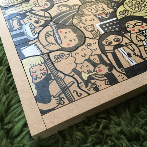 イラスト木工パズル・音楽/インテリアにもなるアート作品 その他雑貨