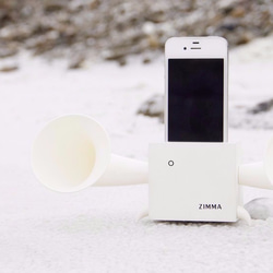 專屬 iPhone SE以下機種使用 ZIMMA-立體雙聲道 擴音器 (山毛櫸原木+珍珠白) 第8張的照片
