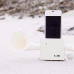 專屬 iPhone SE以下機種使用 ZIMMA-立體雙聲道 擴音器 山毛櫸原木 (經典黑＋閃霧銀) 第8張的照片