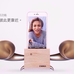 專屬 iPhone SE以下機種使用 ZIMMA-立體雙聲道 擴音器 山毛櫸原木 (雪白版＋暗黑潮) 第6張的照片