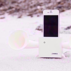 只剩3組!! 專屬 iPhone SE以下機種使用 ZIMMA-立體雙聲道 擴音器 南洋貝殼杉 (雪白版＋閃霧銀) 第8張的照片