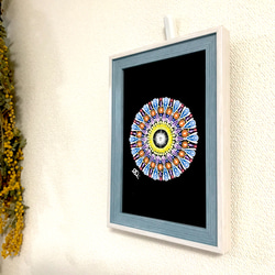 曼荼羅アート＂燈＂手描き原画・スワロフスキーラインストーン付き 3枚目の画像