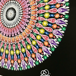 曼荼羅アート“粛々と“ 手描き原画・スワロフスキーラインストーン付き 4枚目の画像