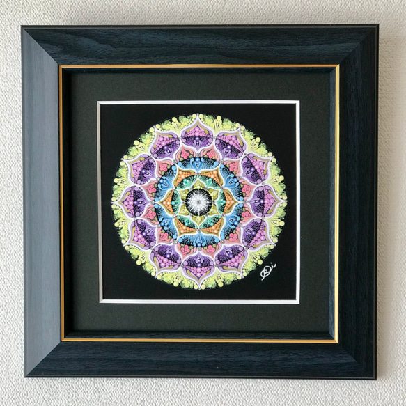 手描き曼荼羅アート原画＂まどろみ＂ラインストーン付 絵画 アトリエ