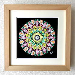 手描き曼荼羅アート原画＂芽吹き＂ラインストーン付 タペストリー