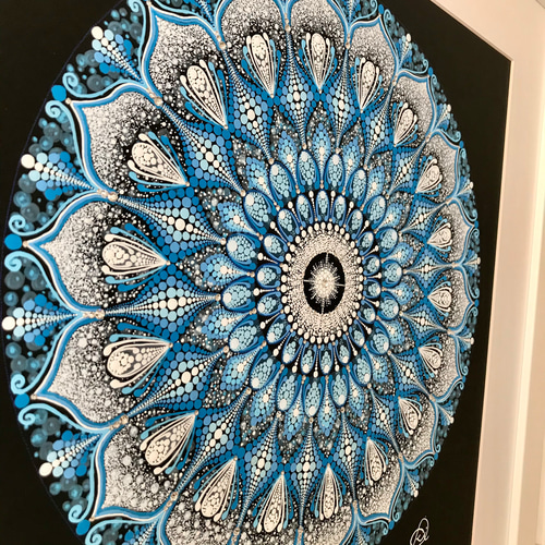 曼荼羅アート『光のしずく』手描き原画・スワロフスキーラインストーン