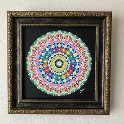 【一点物】手描き 曼荼羅バティック　タペストリー 送料無料 タンカ マンダラ 曼荼羅 手描きのタンカ 〔一点物〕装丁付