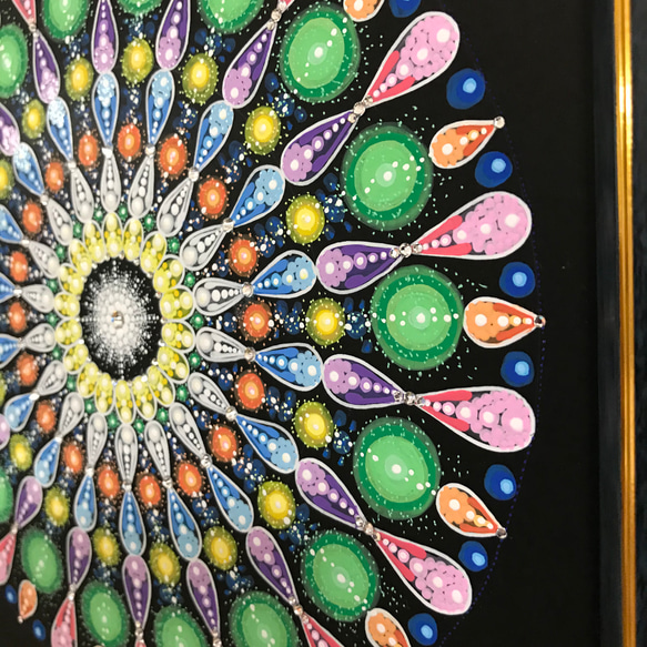 曼荼羅アート＂Sparkling＂手描き原画・ラインストーン付き 2枚目の画像