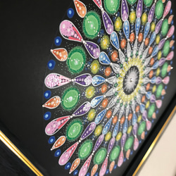 曼荼羅アート＂Sparkling＂手描き原画・ラインストーン付き 4枚目の画像
