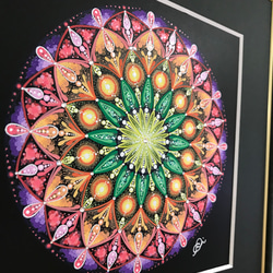 曼荼羅アート＂Planet＂手描き原画・ラインストーン付き 3枚目の画像