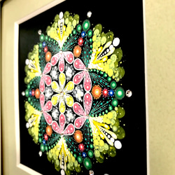 曼荼羅アート＂幻の花＂手描き原画・スワロフスキーラインストーン付き 3枚目の画像