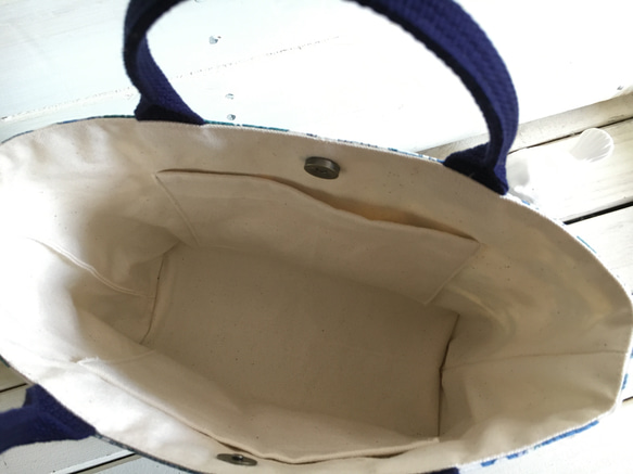 ルシアン　メモアール ア パリ　ブルー×ネイビー帆布のトートバッグ　ギフトにも 6枚目の画像