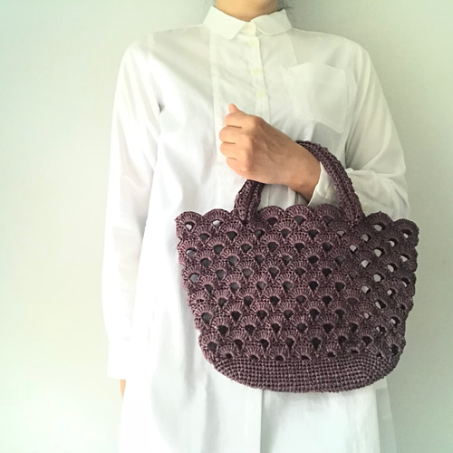 ちーた☆★ページ　ハンドメイド　市松模様　バッグ クラフトバンド レシピ】2本組カラフルループ市松模様のバッグ