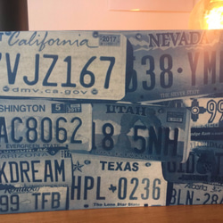 藍曬 旅遊風景 明信片 復古美國車牌 可訂制 第1張的照片