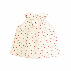 小女生米色櫻花印花無袖上衣 - 日本純棉印花布料 - 手工限量製作童裝 第2張的照片