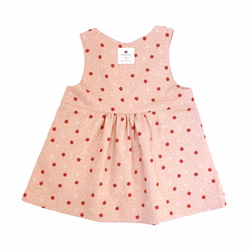 小女生桃色櫻花V領無袖連身洋裝 - 日本純棉印花布料 - 手工限量製作童裝 第2張的照片