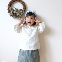 小女生綠色格子短裙 - 日本純棉印花布料 - 手工限量製作童裝 第3張的照片