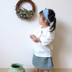小女生綠色格子短裙 - 日本純棉印花布料 - 手工限量製作童裝 第4張的照片
