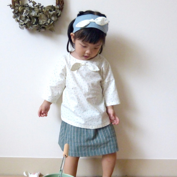 小女生綠色格子短裙 - 日本純棉印花布料 - 手工限量製作童裝 第5張的照片