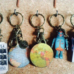 Woodparts Keyring/地球儀 青 5枚目の画像