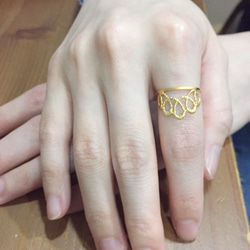 蕾絲皇冠極細戒指（金）手作純銀silver925 第3張的照片