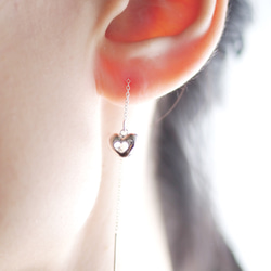 【童話系】立體小愛心垂墜針式耳環（單只）（1pc）（silver925） 第2張的照片
